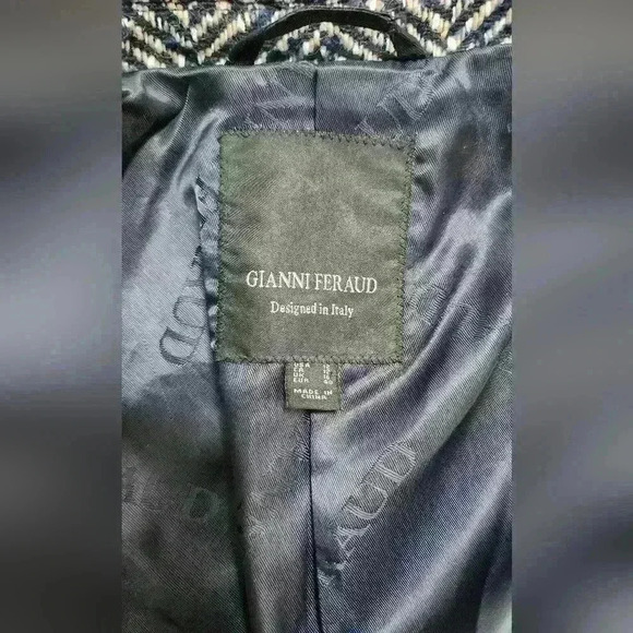 Women's Black and White Herringbone Coat - Picture 7 of 9